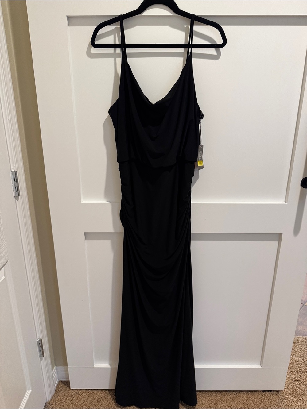 Vince Camuto Black Cowl Neck Spaghetti Strap Maxi Dress